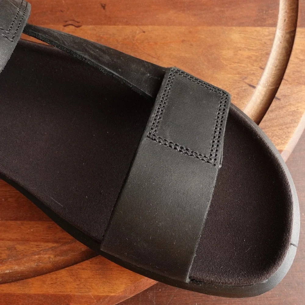 Ecco Sandals Mens SZ EU 43 US 9-9.5 BLK Flowt Leather Comfort Adjustable Shoes